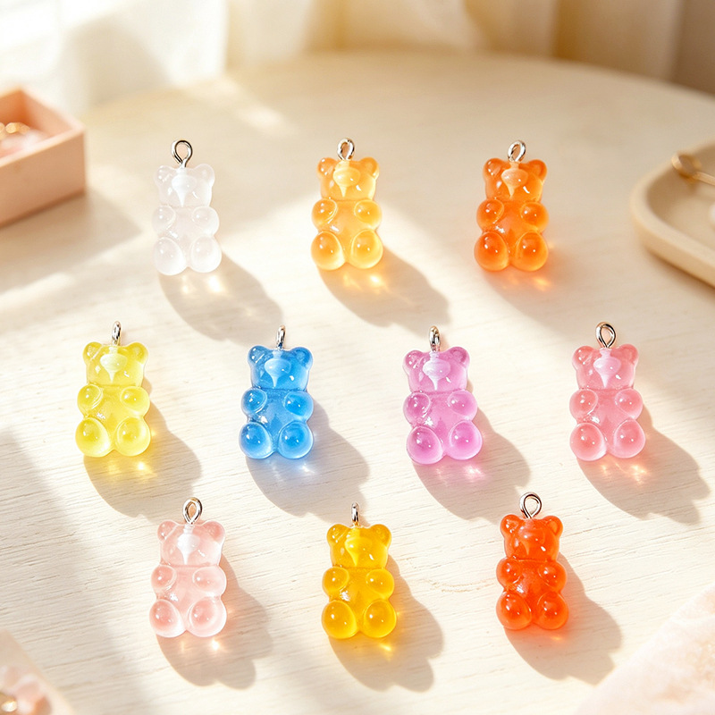 Resin Crafts Diy - 10Pcs Resin Bear Charms with Eye