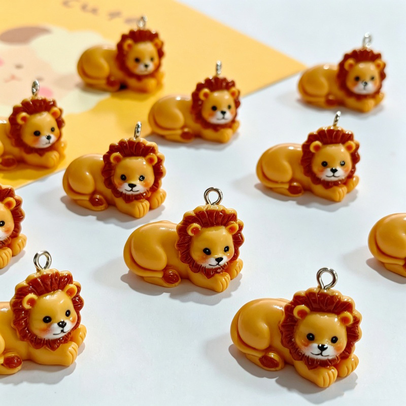 Resin Crafts Diy - 6Pcs Resin Simulation Cute Lion Pendants