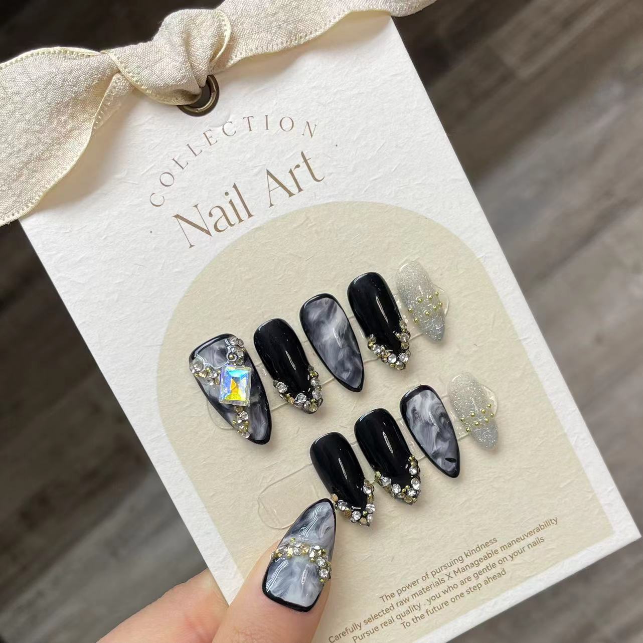Handmade Press on Nails Black  - Resin Craft Material 评论和价格