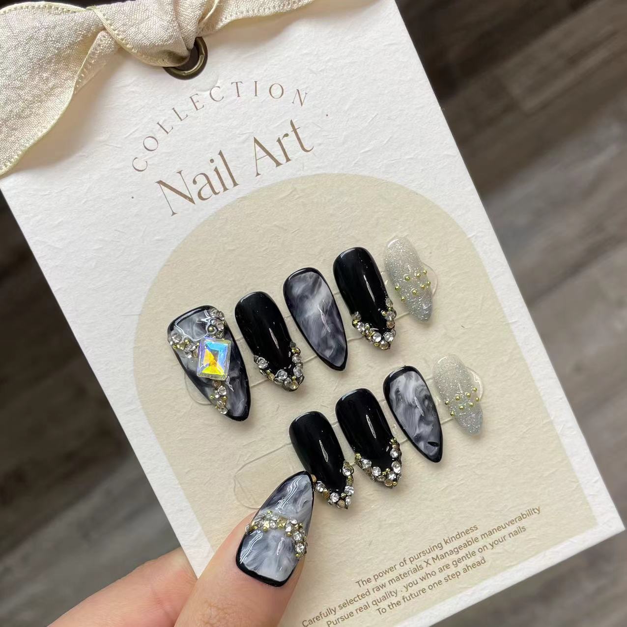 Handmade Press on Nails Black  - Resin Craft Material 评论和价格