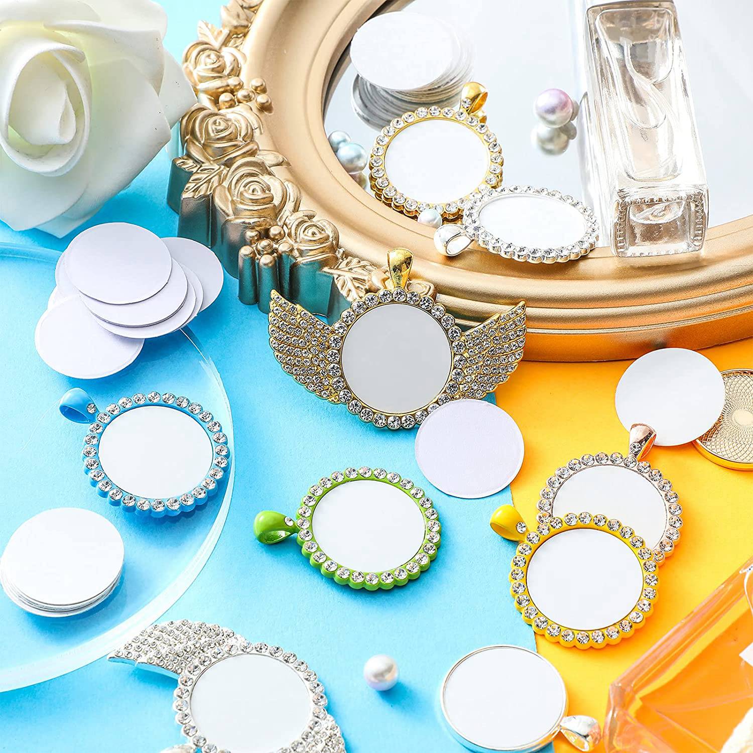 AT35-Sublimation Blank Aluminu - Bezels Set Pendant 评论和价格